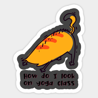 How do I look on yoga class funny yoga and cat drawing Sticker